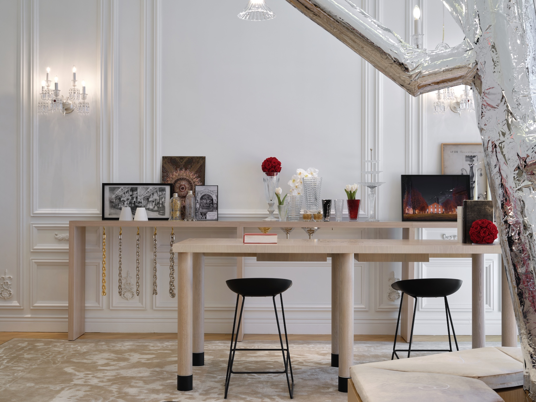In September 2022, the Baccarat boutique, above, opened to guests and visitors alike on The Baccarat Hotel New York’s second 