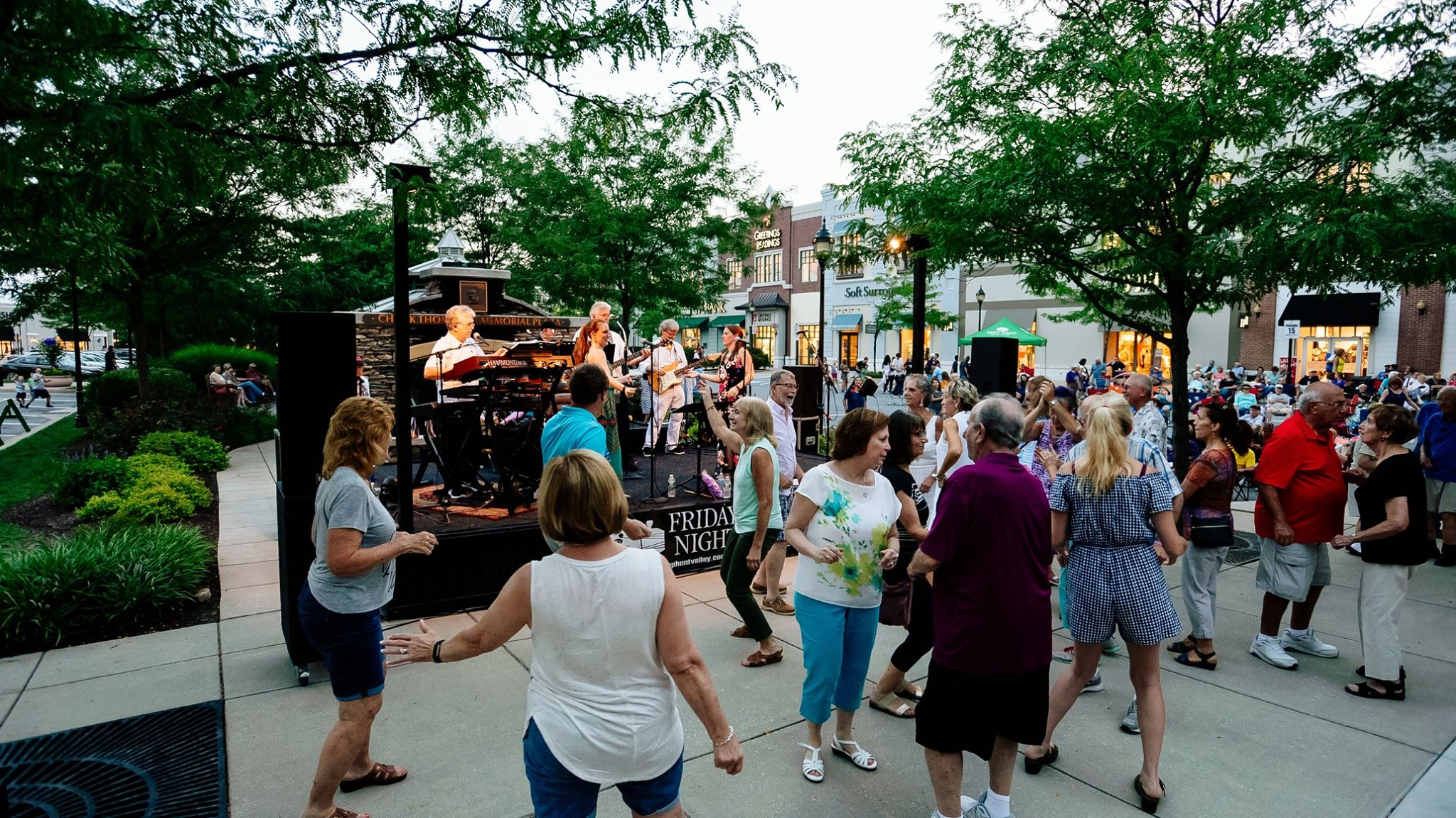 A free concert on the green at Hunt Valley Towne Center