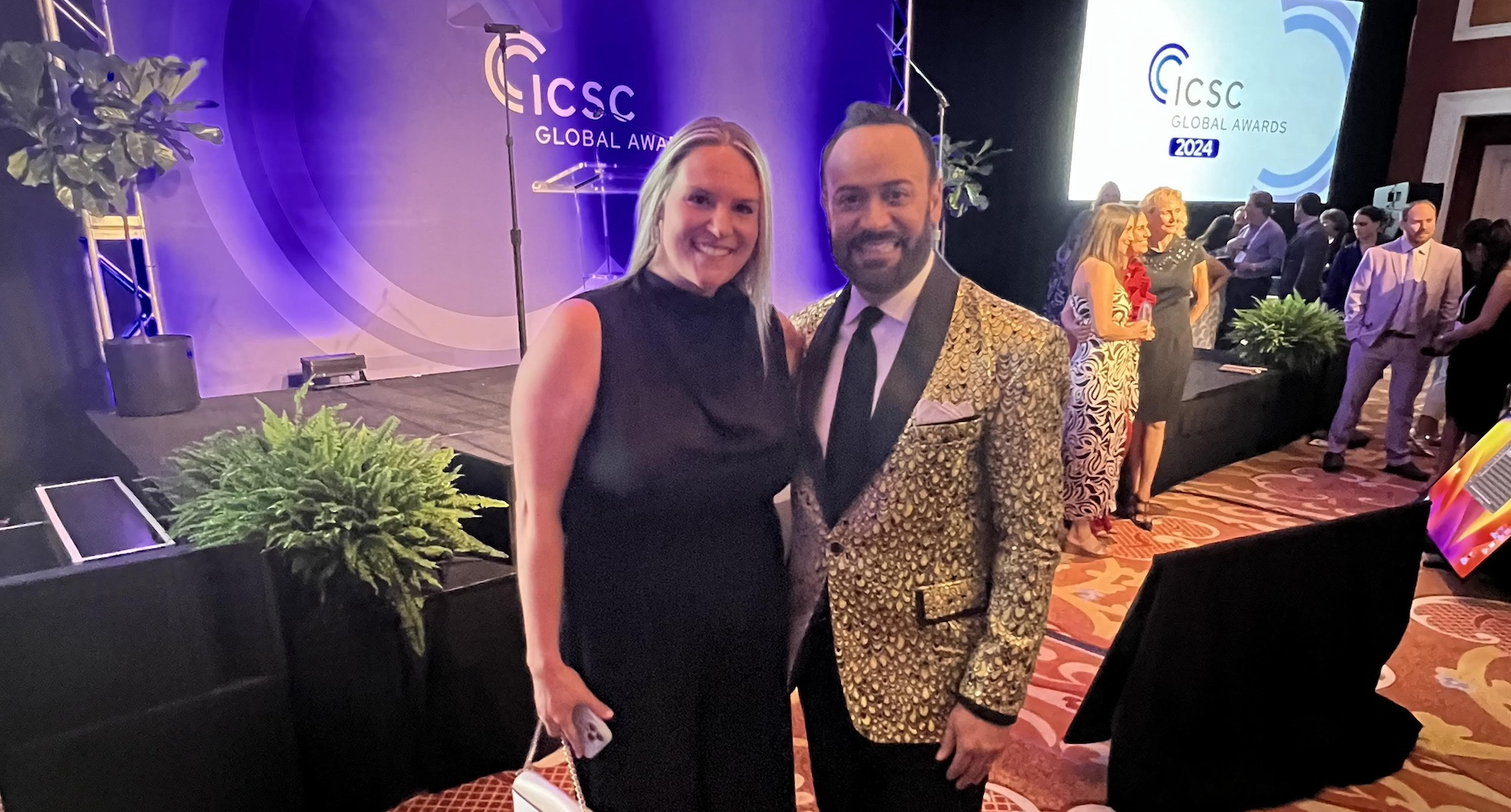 Lembright with fashion designer Nick Verreos, who hosted the ICSC Global Awards