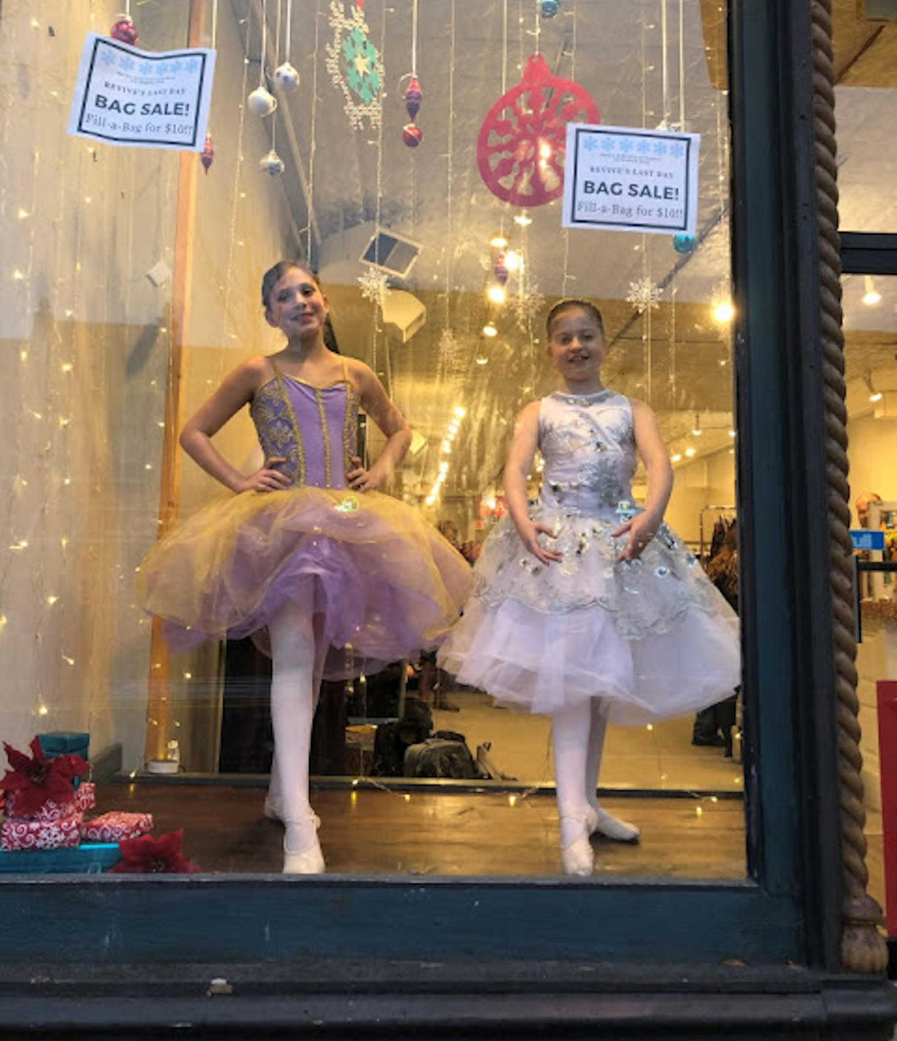 In shops and restaurant windows all over St. Charles, Illinois, Beth Fowler School of Dance ballerinas engaged shoppers and p