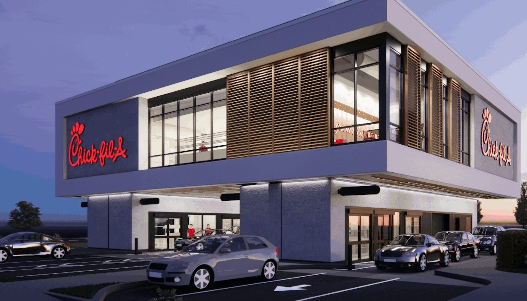 A rendering of Chick-Fil-A’s new drive-thru concept