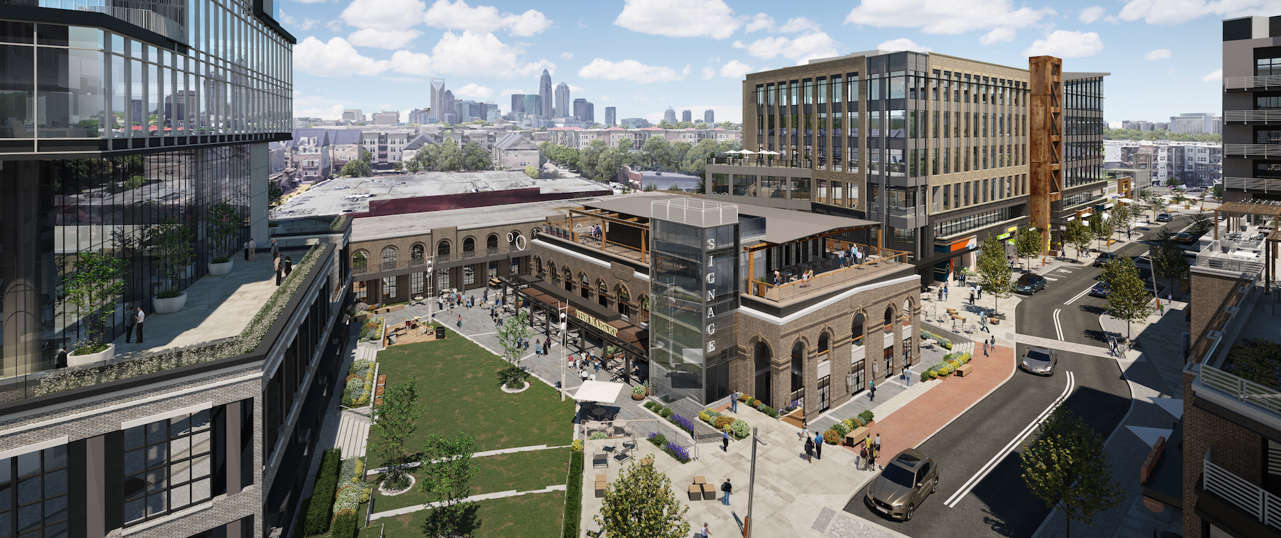 Phase 1 of the redevelopment of Commonwealth, also pictured at top, includes two early-1900s buildings for experiential retai