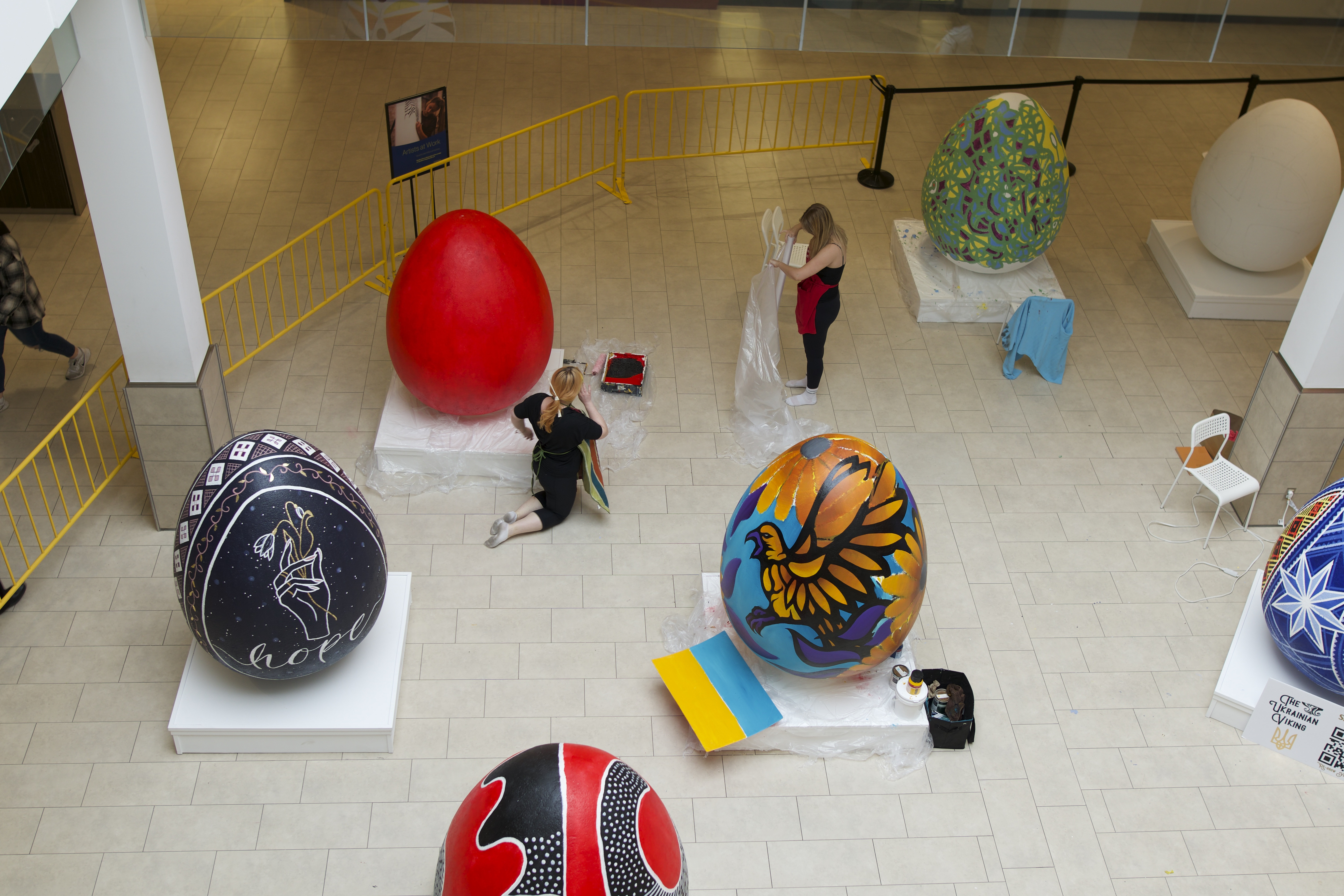Edmonton, Alberta’s Kingsway and Southcentre malls raised funds to aid refugees from Ukraine by auctioning off Easter eggs de