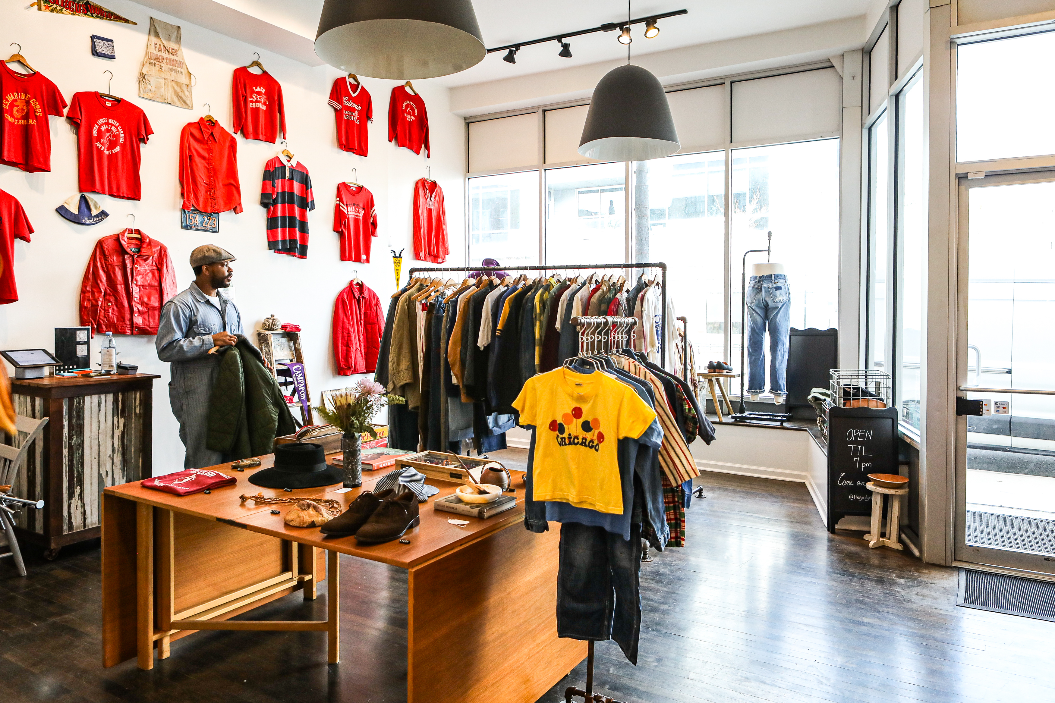 Emmanuel Edwards vintage clothing store The Goody Vault sells workwear, sportswear, militaria and custom reworked clothing ma