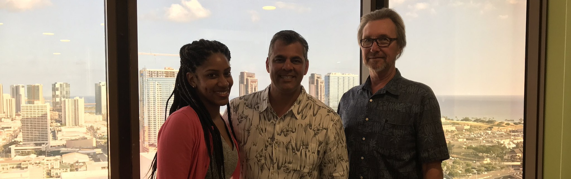 Current ICSC vice president of diversity, equity and inclusion Jazmen Johnson, at left; Kosmont Cos.’ president Ken Hira; and
