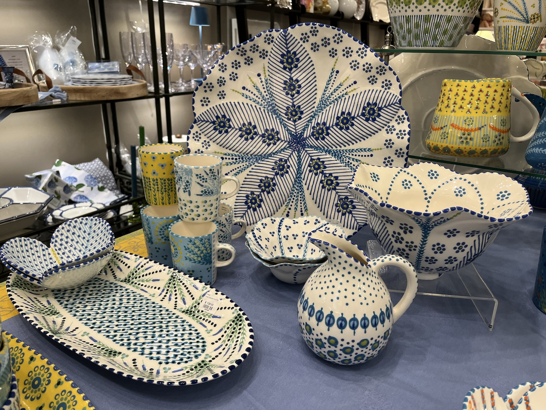 An Anne Sachs-designed display within the Mulholland and Sachs store