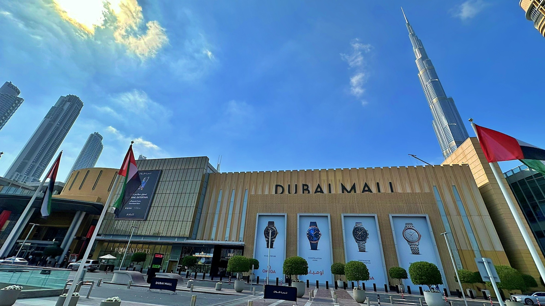 The world’s tallest building, the Burj Khalifa, looks over one of the world’s largest malls, Dubai Mall.