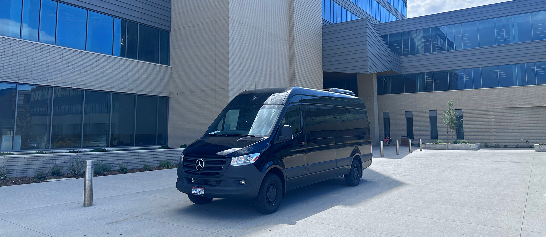 A Your Concierge Connection luxury shuttle provides on-demand transport for guests and employees at Zions Bancorp.’s technolo