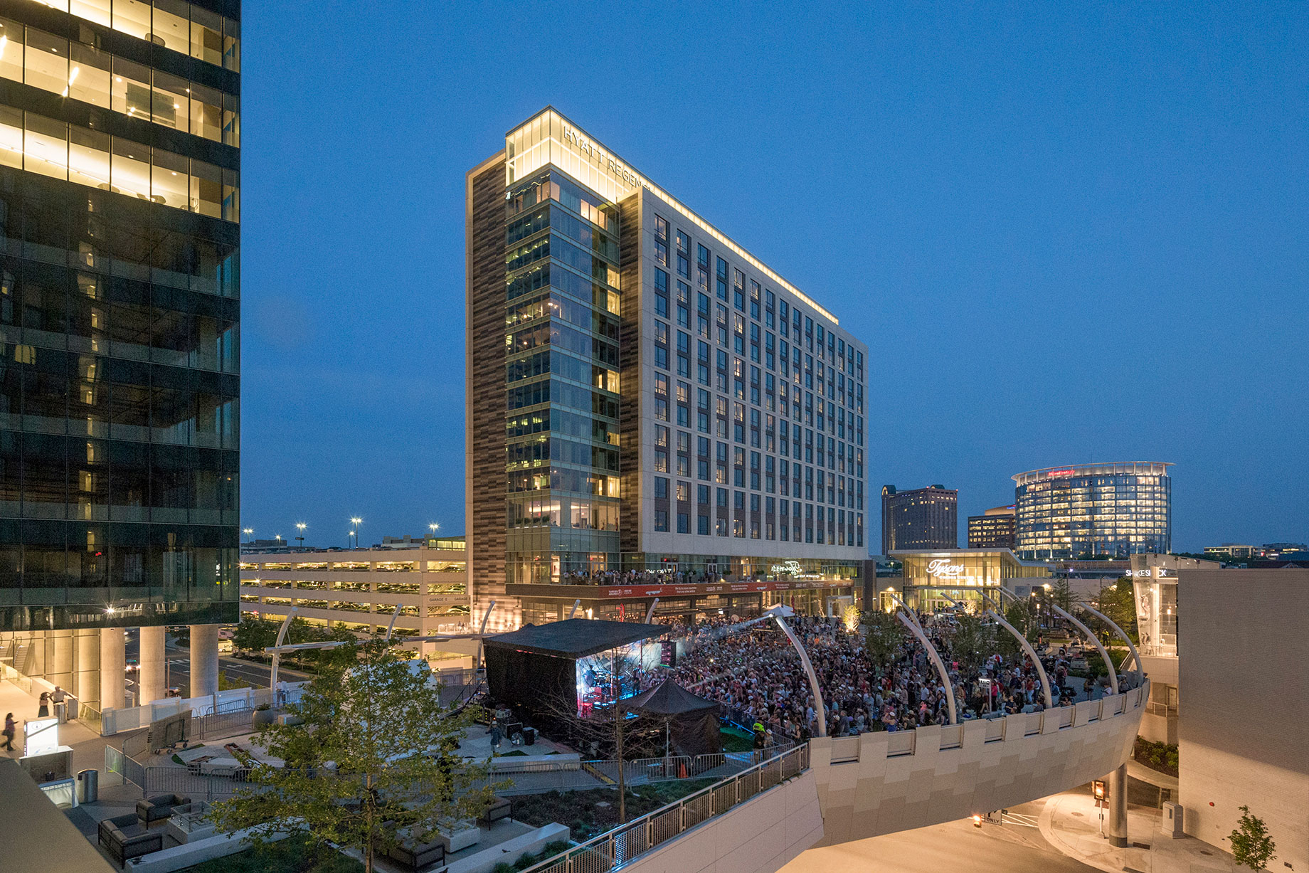 An office site and a plaza were added to Tysons Corner Center in July 2014, followed by a hotel in April 2015 and then reside