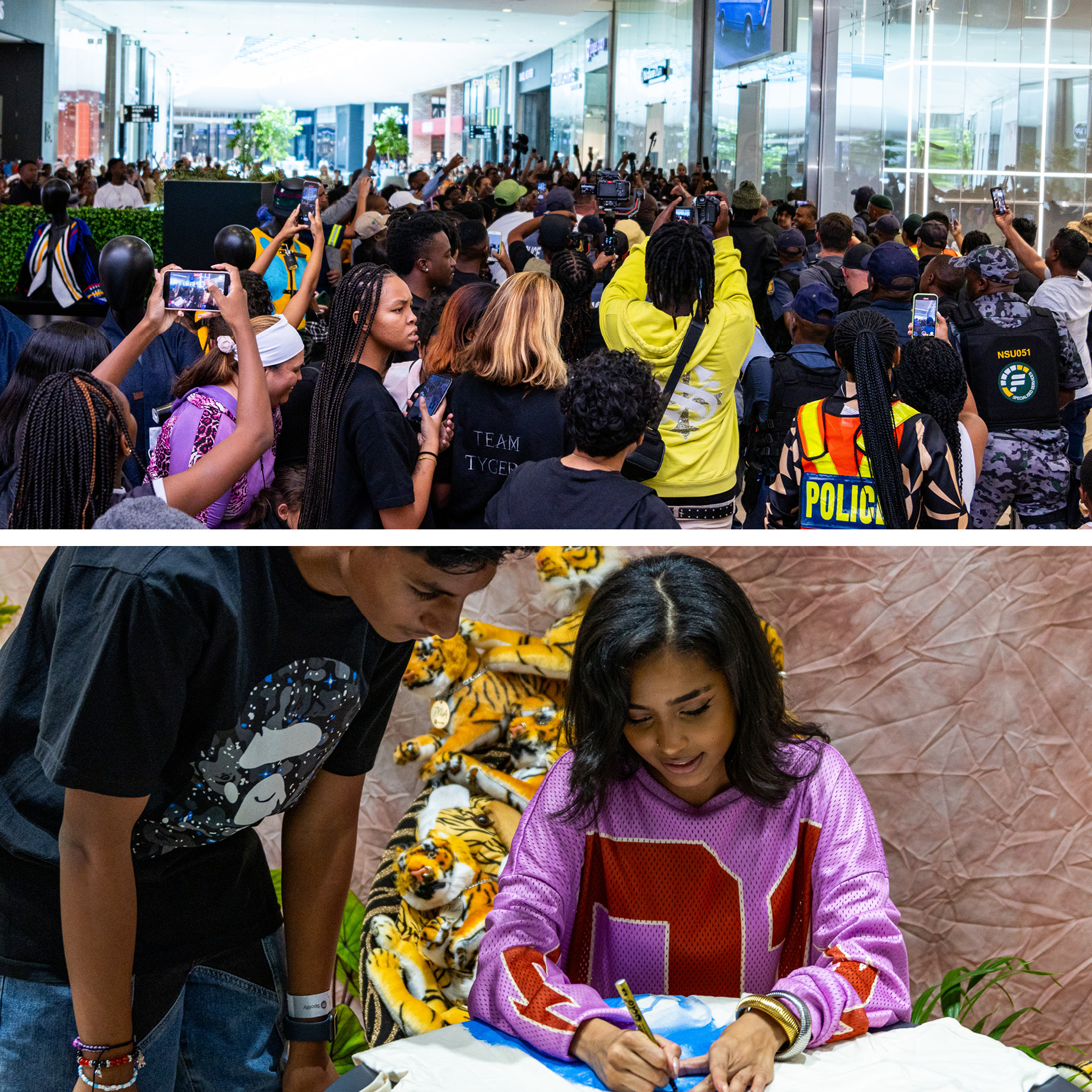 Fans gathered at the Sook customizable retail space for its pop-up with local musical artist Tyla at the Mall of Africa in Jo