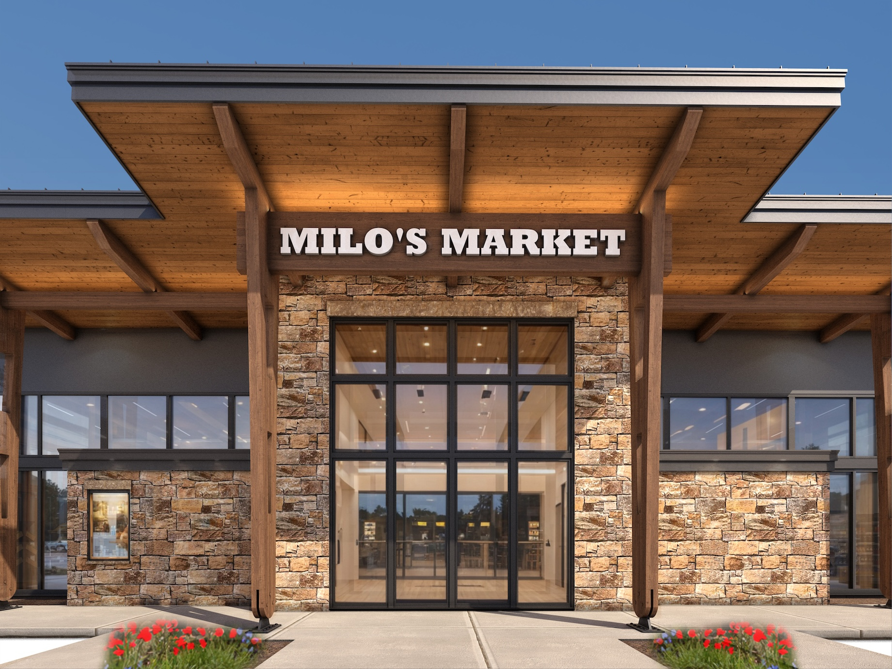 The upscale Milo’s Market aims to roll out a mass timber prototype that can be assembled on-site with a crane, said Tabberson