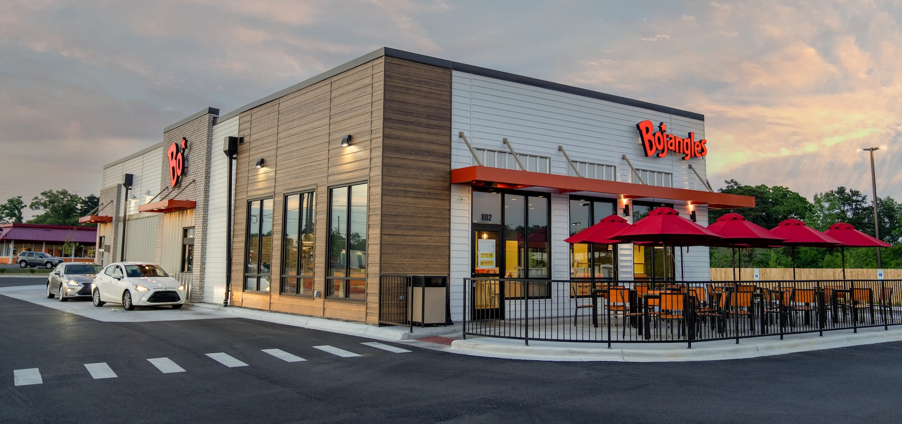 Bojangles’ Genesis prototype features digital menu boards at its drive-thrus, updated colors, new signage and awnings.