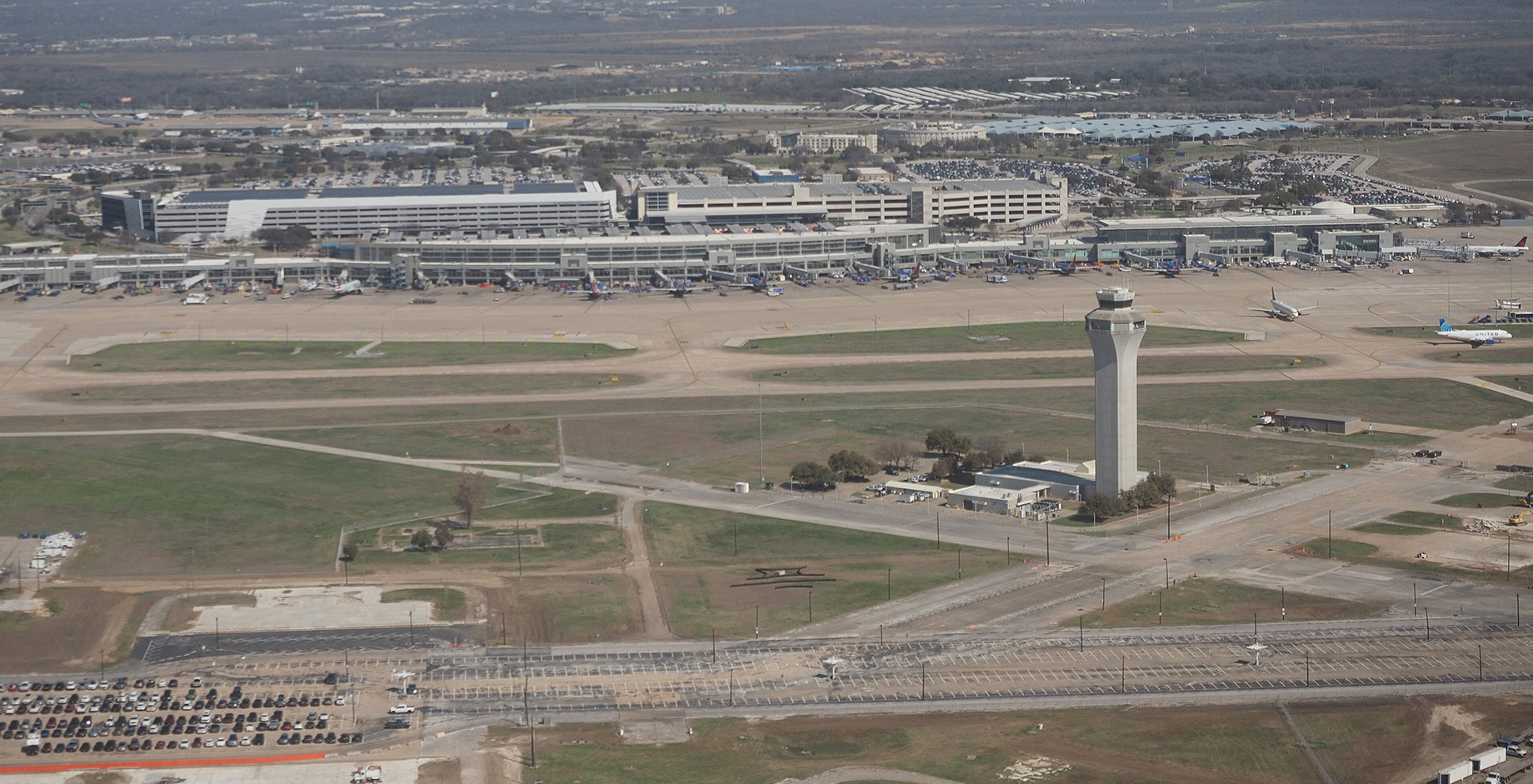A nearly 2,650-acre mixed-use project in early planning near Austin-Bergstrom International Airport, pictured here in 2025, c