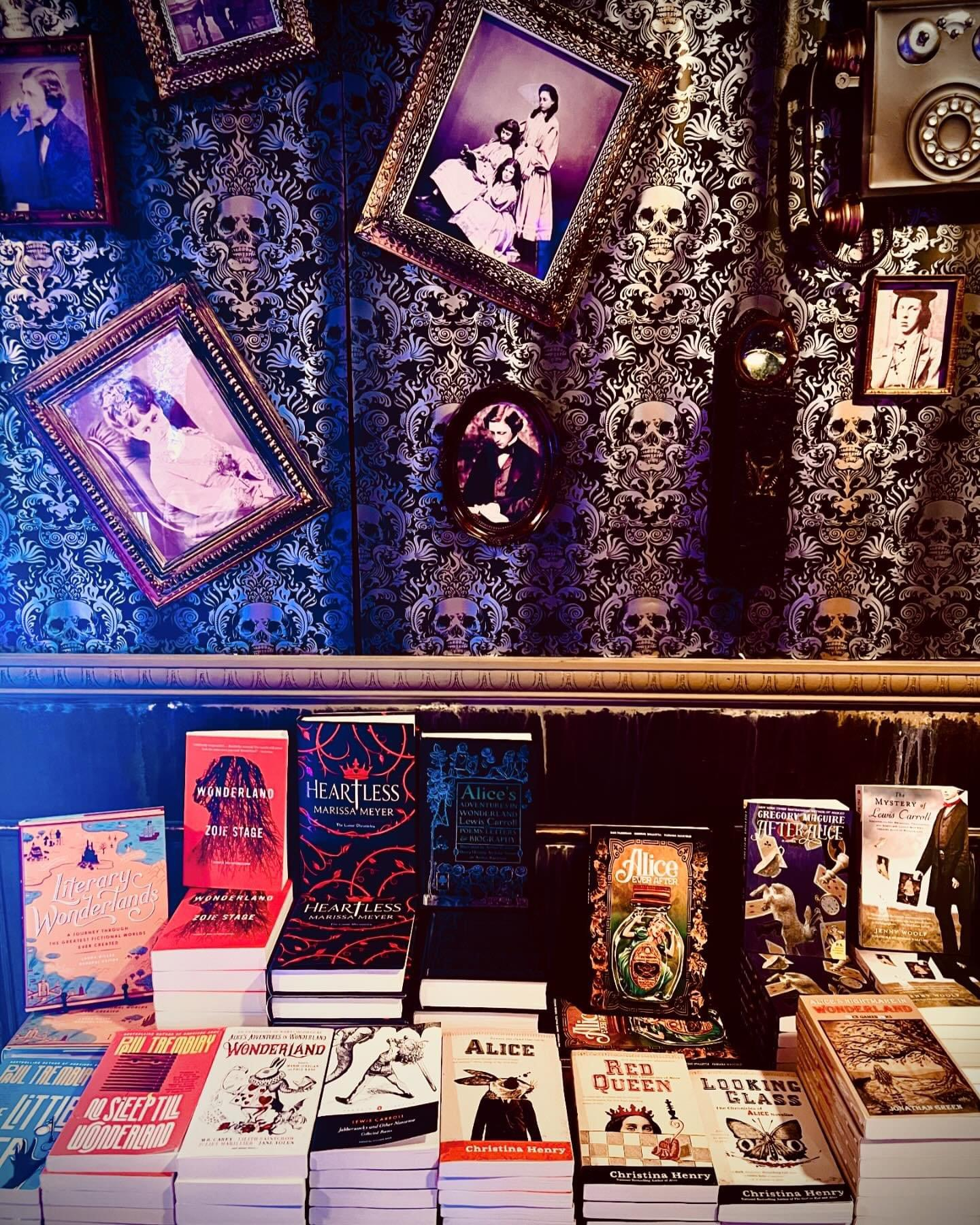 Wonderlosity purposely made Alice’s Little Haunted Bookshop dark, said CEO Ellie Greenberg. “It feels like you’ve stepped int
