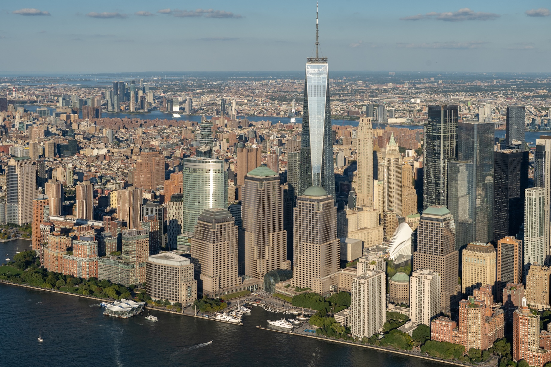 The 14 acres of Brookfield Place includes the green-roofed building to the right, or south, of the famous white Oculus transp