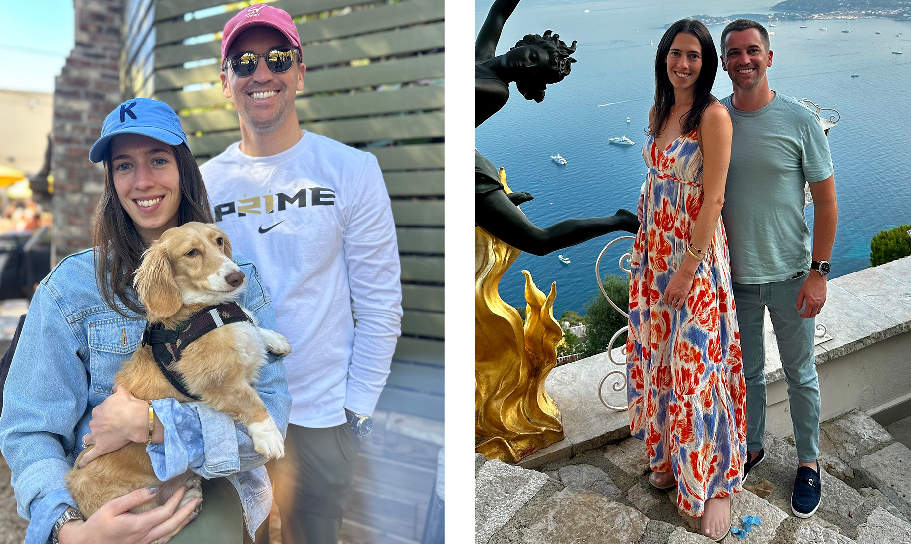 At left are Burke with his wife Nathalie and dog Ralphie, named for the mascot of his alma mater, the University of Colorado 