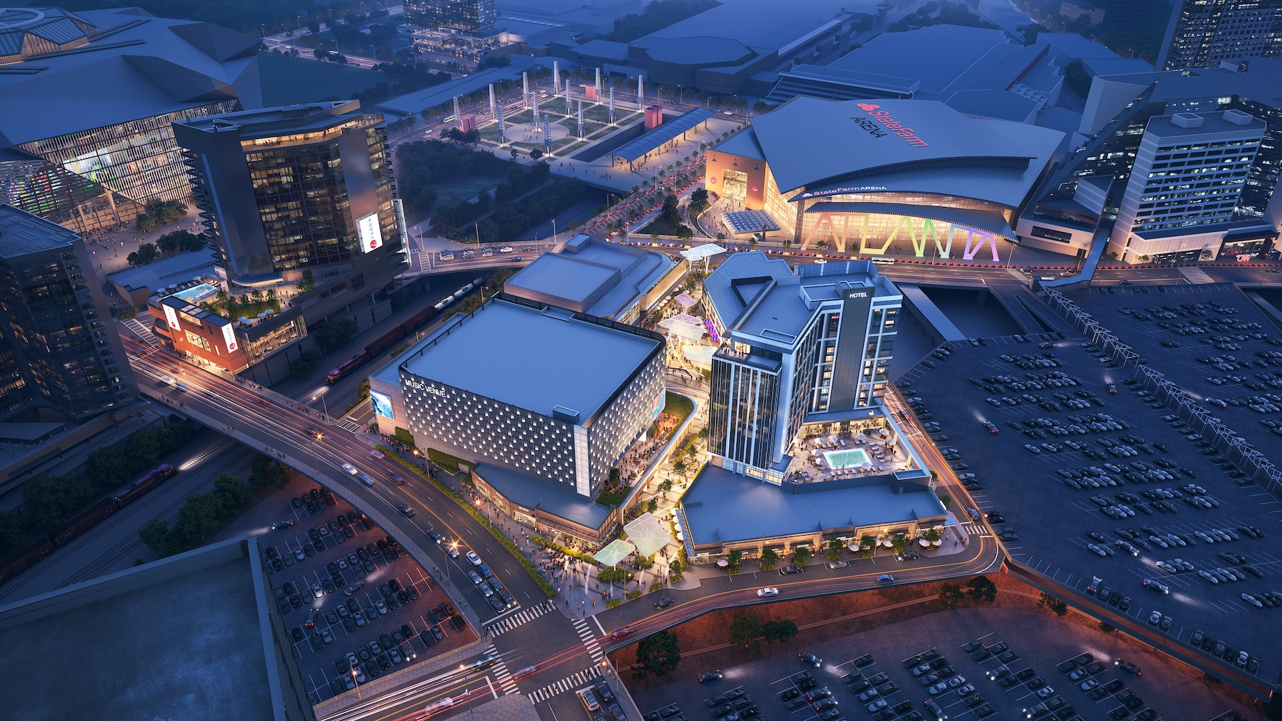 This rendering shows what Centennial Yards will look like at full buildout.