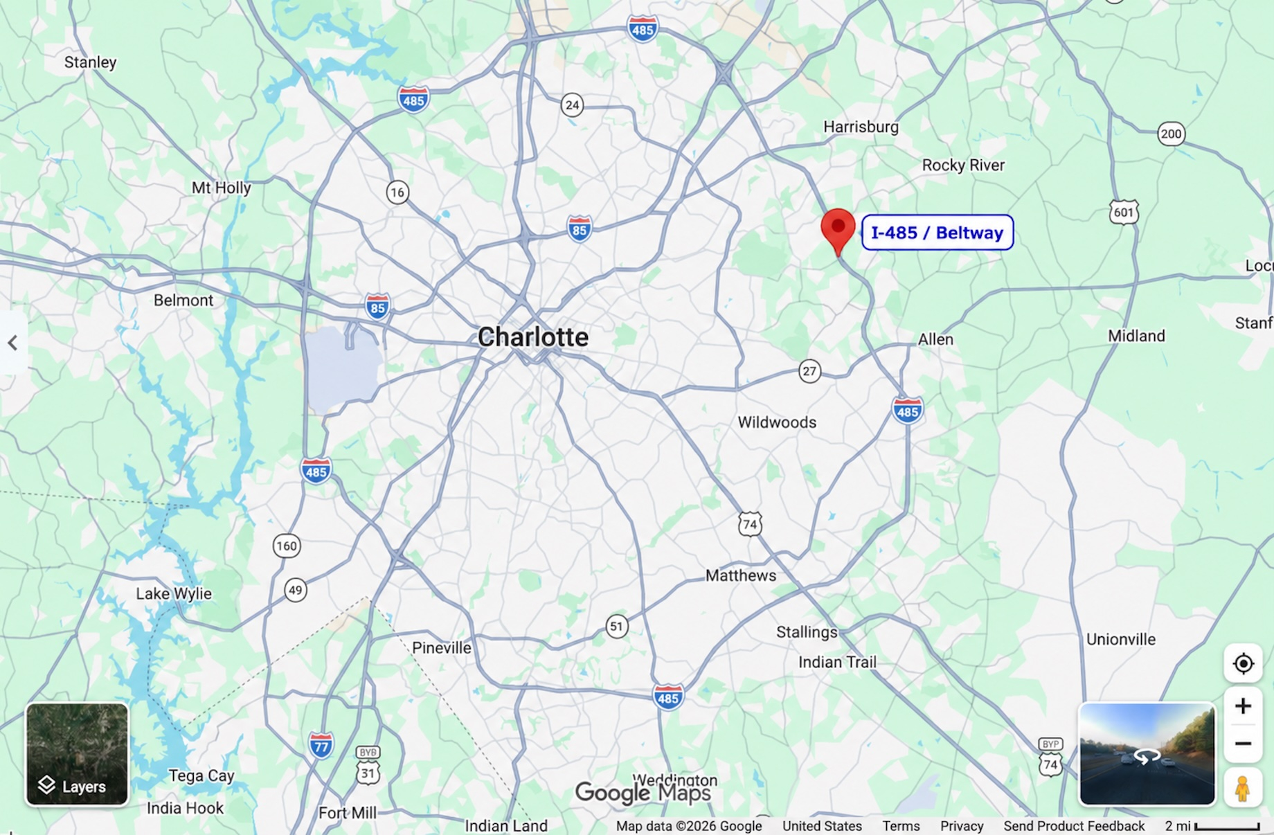 Charlotte, North Carolina's I-485 beltway was completed in 2015.