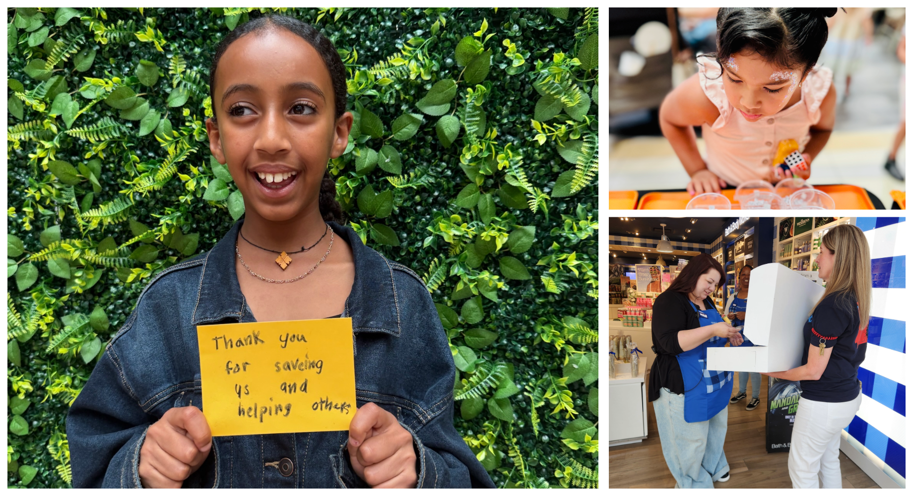 At Layton Hills Mall, Kids Club participants created thank-you notes for local first responders. And during a summer event at