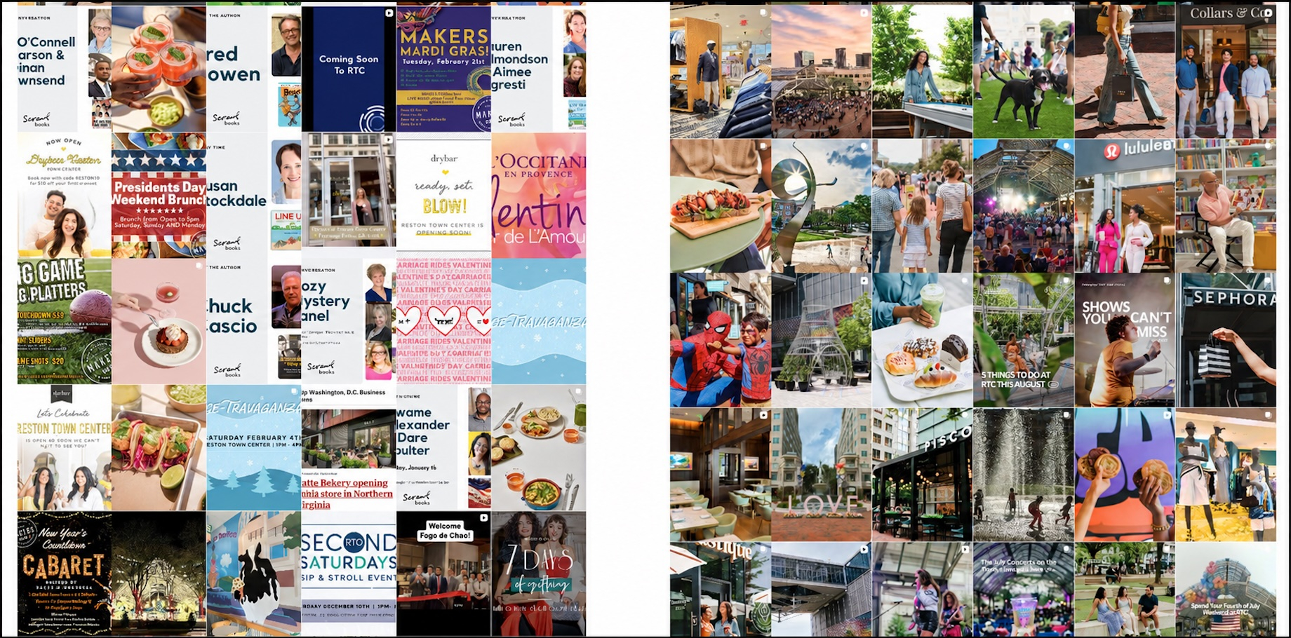 Before 2025, Reston Town Center’s Instagram feed relied heavily on promotional graphics, text and retailer-provided content. 