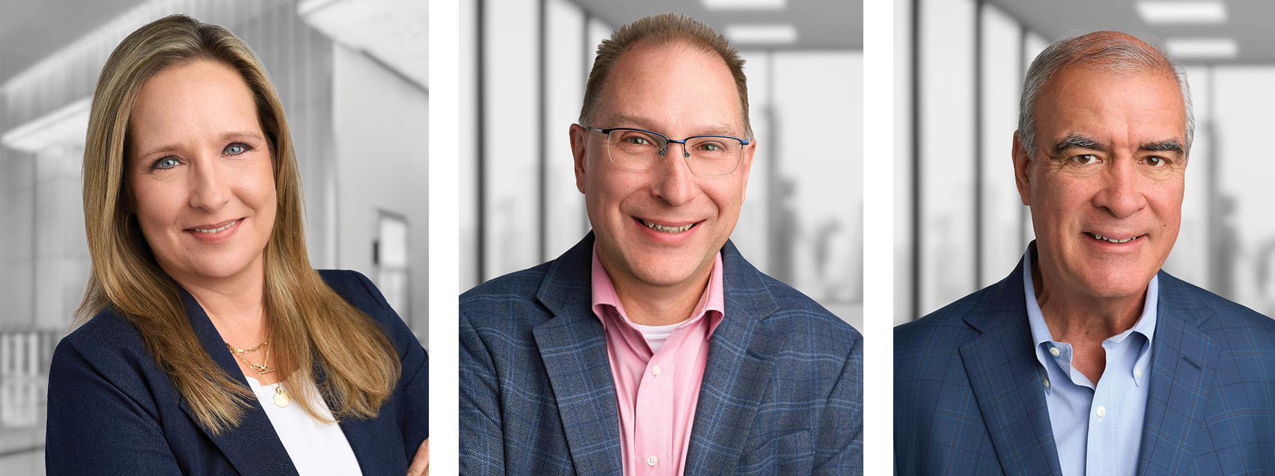 TSCG has promoted Susan Ahlheit, at left, to COO and David Huntley, at center, to CFO. The changes will take effect on Jan. 1
