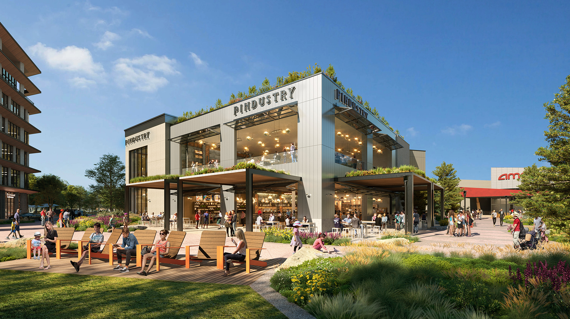 Pindustry at HiFi at FlatIron Crossing will be a large-scale entertainment venue, restaurant and bar featuring a live outdoor