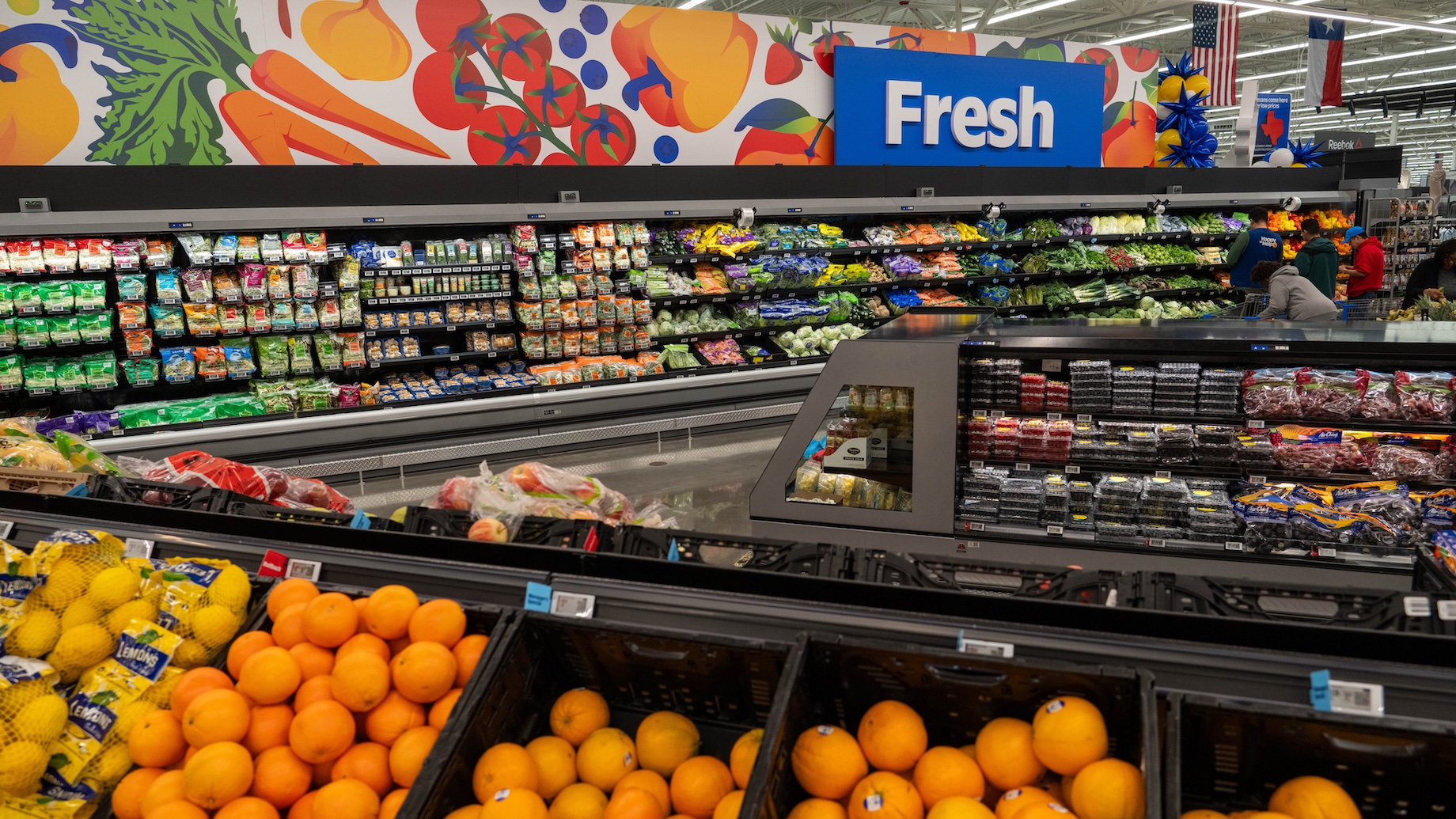 Walmart’s 2026 remodeling program will include a refresh of interiors and exteriors, such as new signage.