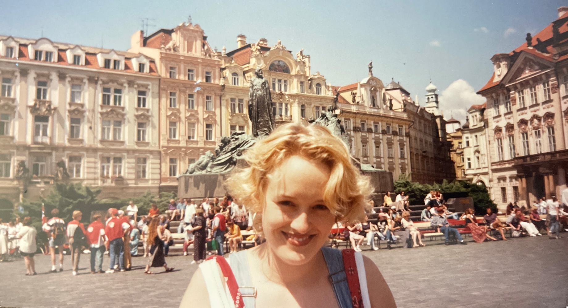 GGP’s Kirsten Lee, pictured here in Prague’s Old Town Square while living in the city in the ’90s, extols the work benefits o