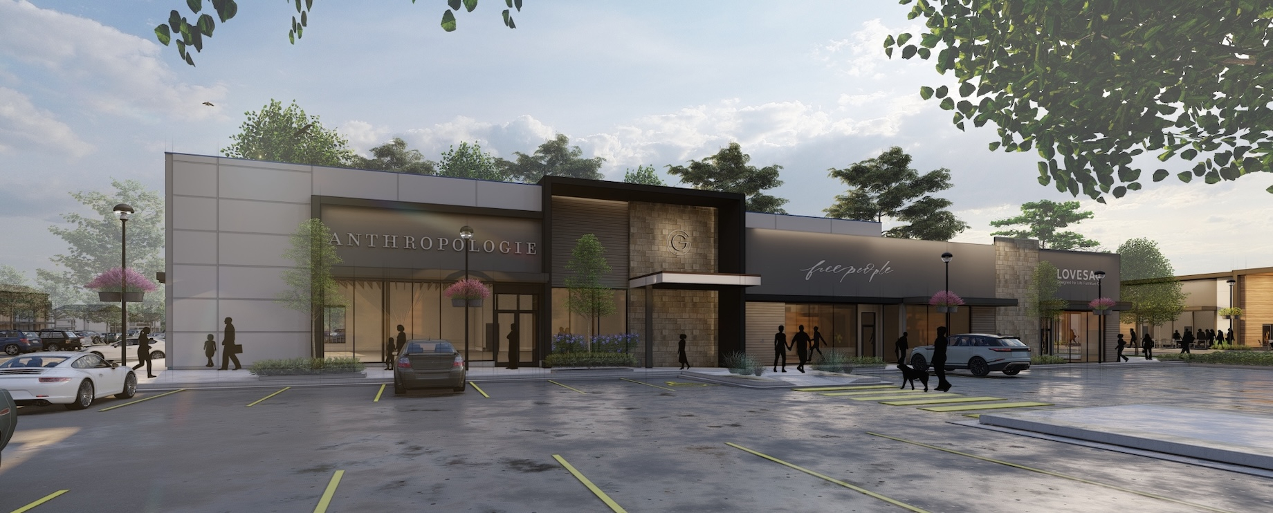 Gallatin Crossing’s high street addition is home to first-to-Montana retailers like Arhaus, Anthropologie, Free People and Lo