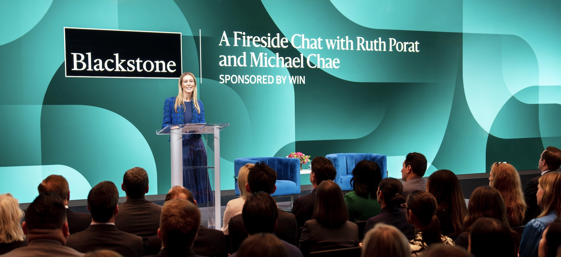 Stephanie McGowan introduced Alphabet and Google president and chief investment officer Ruth Porat and Blackstone vice chairm