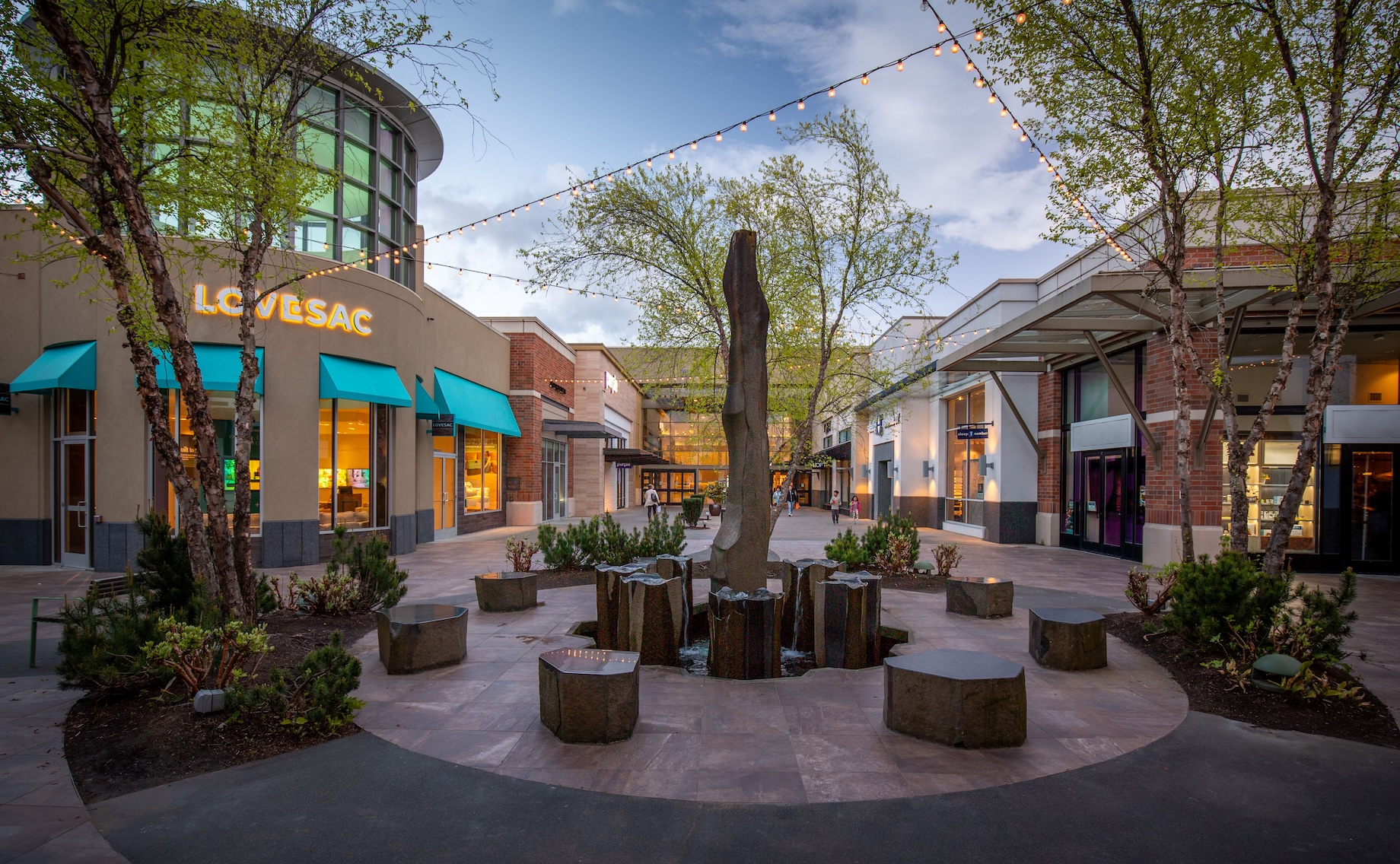 Mall owners continue to add gathering spots with outdoor seating areas, public art, greens paces, plazas, stages and the like