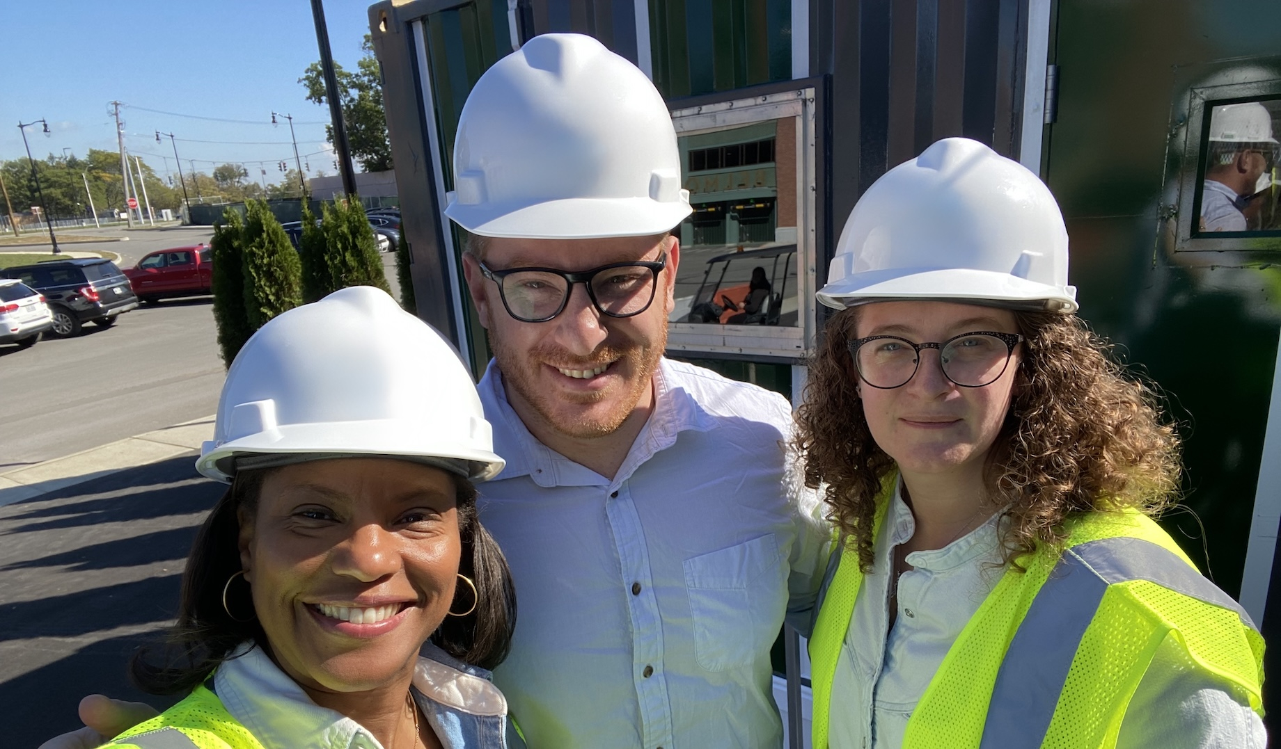 Carol Spann Joyner, at left, and Levi Strauss & Co. colleagues visiting a construction site in New York.