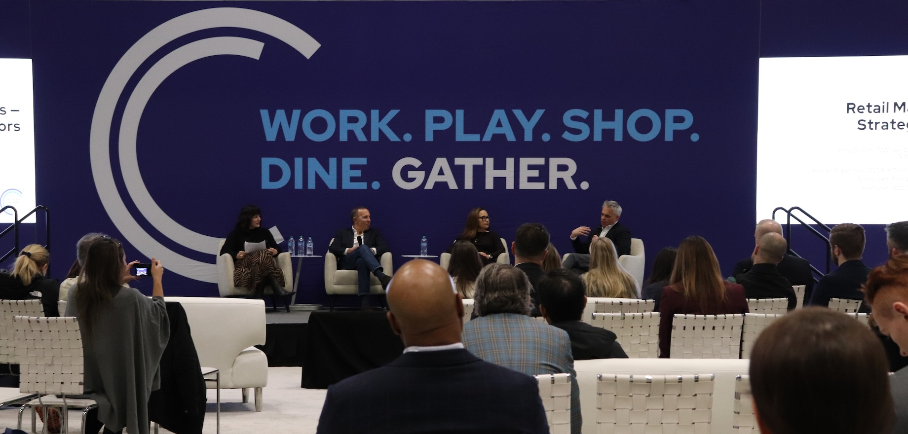 Nuveen Real Estate’s Katie Grissom, at left; Acadia Realty Trust’s Kenneth Bernstein; 9th & Clinton’s Gina Nisbeth; and F