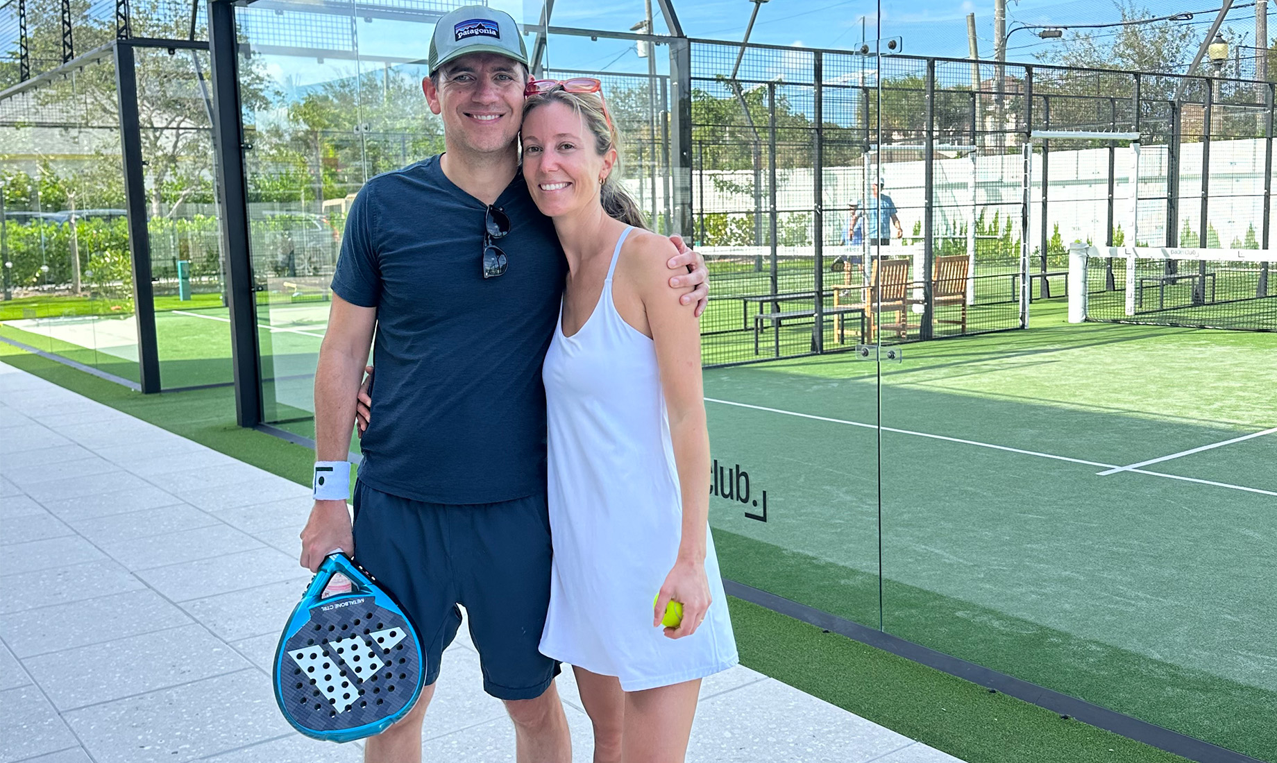 McGowan and her husband Cord at the padel courts in West Palm Beach, Florida