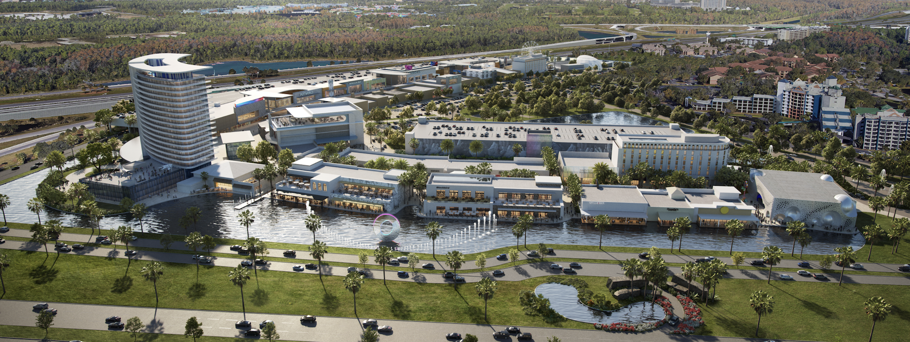 The Ovation mixed-use district will be built on 76 acres southwest of Orlando, Florida.