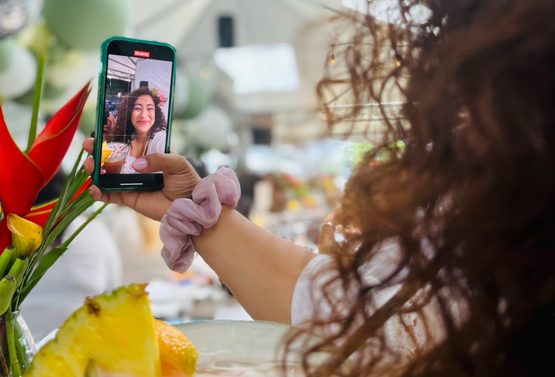 A guest captures content during a brunch event at Pacific Retail Capital Partners’ Plaza West Covina. The company gives on-si