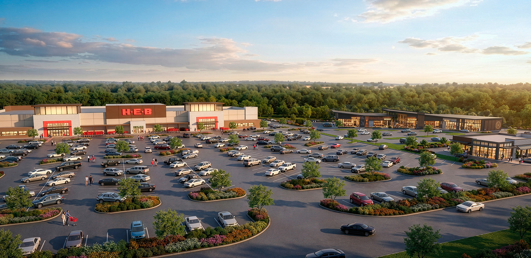 A 120,000-square-foot H-E-B grocery store, slated to open next fall, will anchor Commerce West, the first phase of the Commer