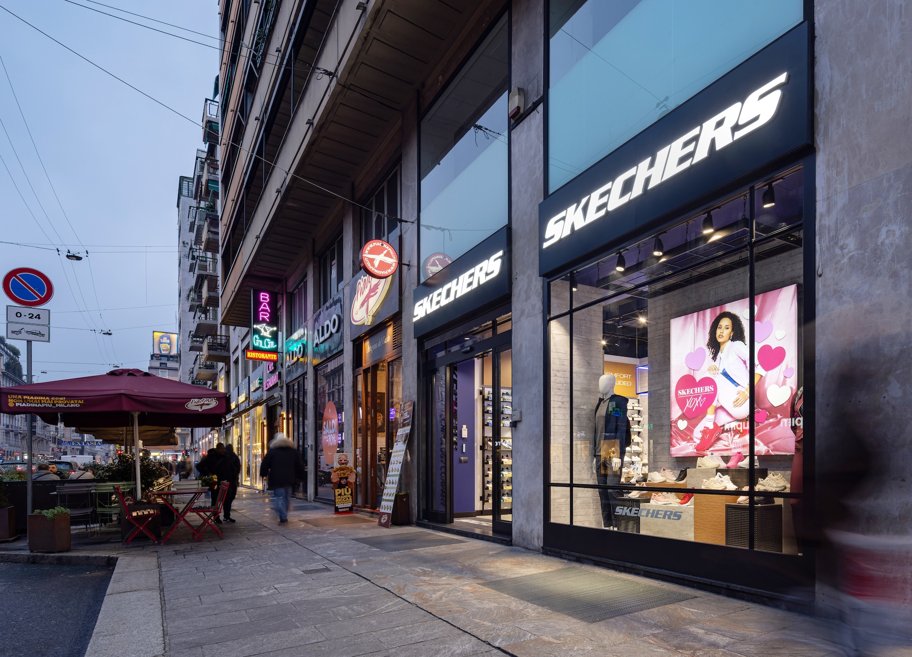 Skechers opened on Milan shopping thoroughfare Corso Buenos Aires in February.