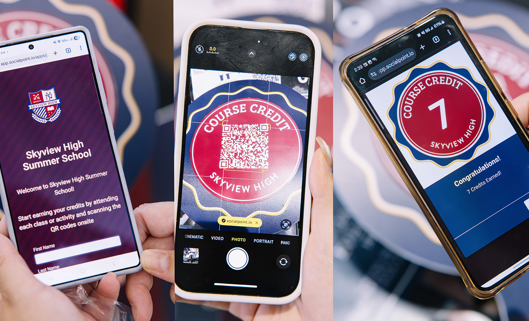 Participants earned school credits through a school-themed app, gamifying the experience.