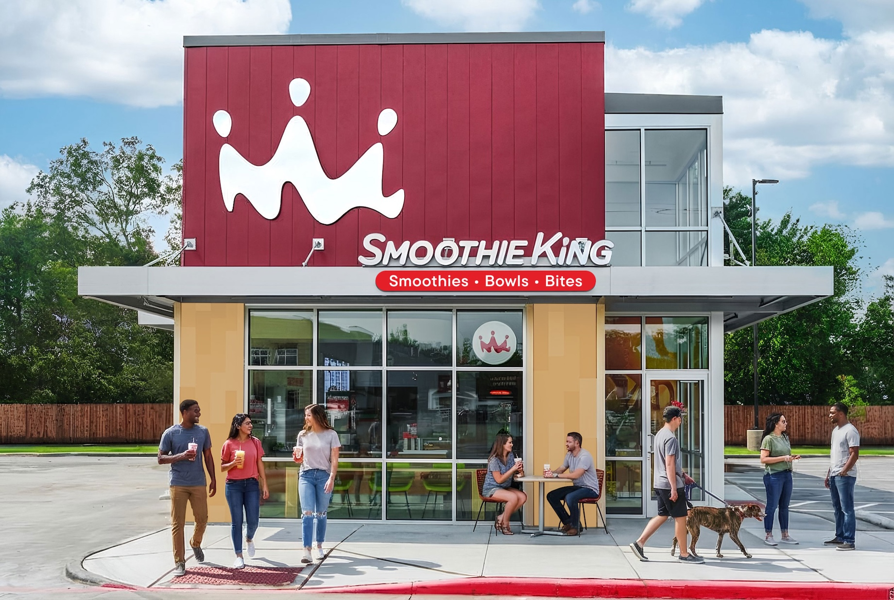 Smoothie King is gradually rolling out a new store design, as seen in this rendering.