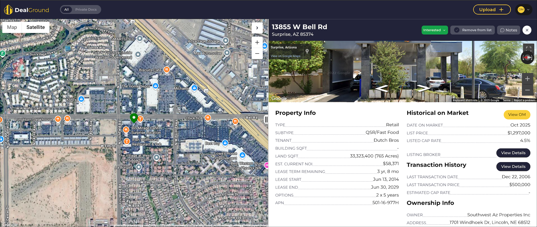 DealGround allows users to drill into a property’s details and offers context via a broader submarket view.