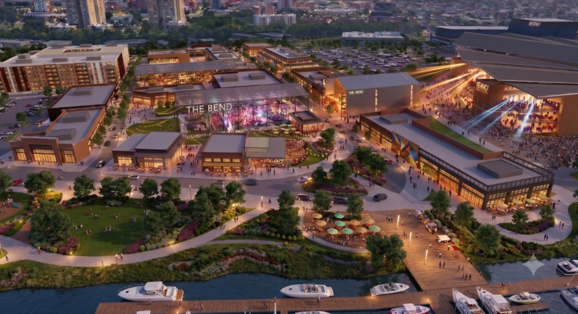 The 476,000-square-foot Bend will include 215,000 square feet of retail and entertainment space.
