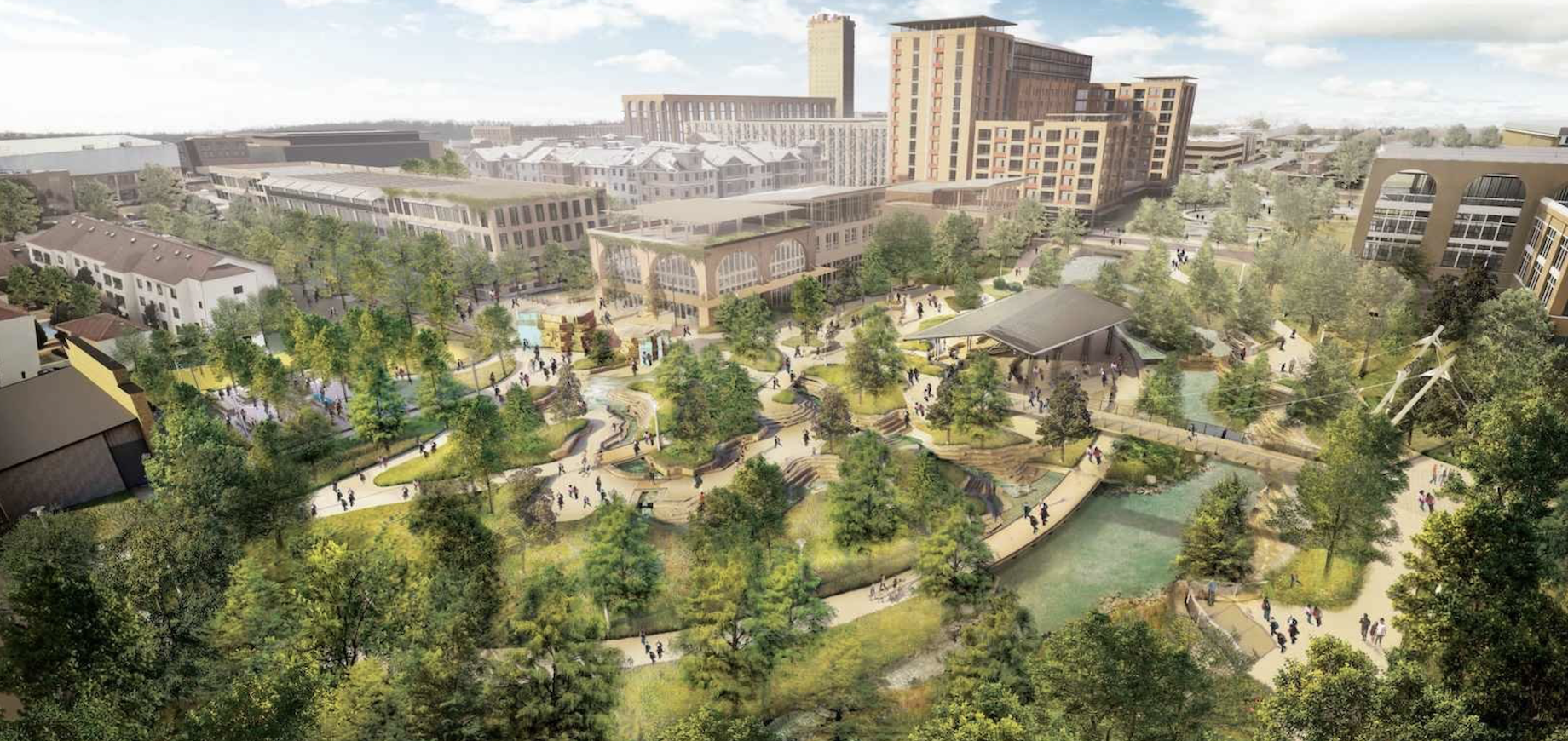 The more than 5.5 million-square-foot Barron’s Branch District in Waco, Texas, will be built in four phases.