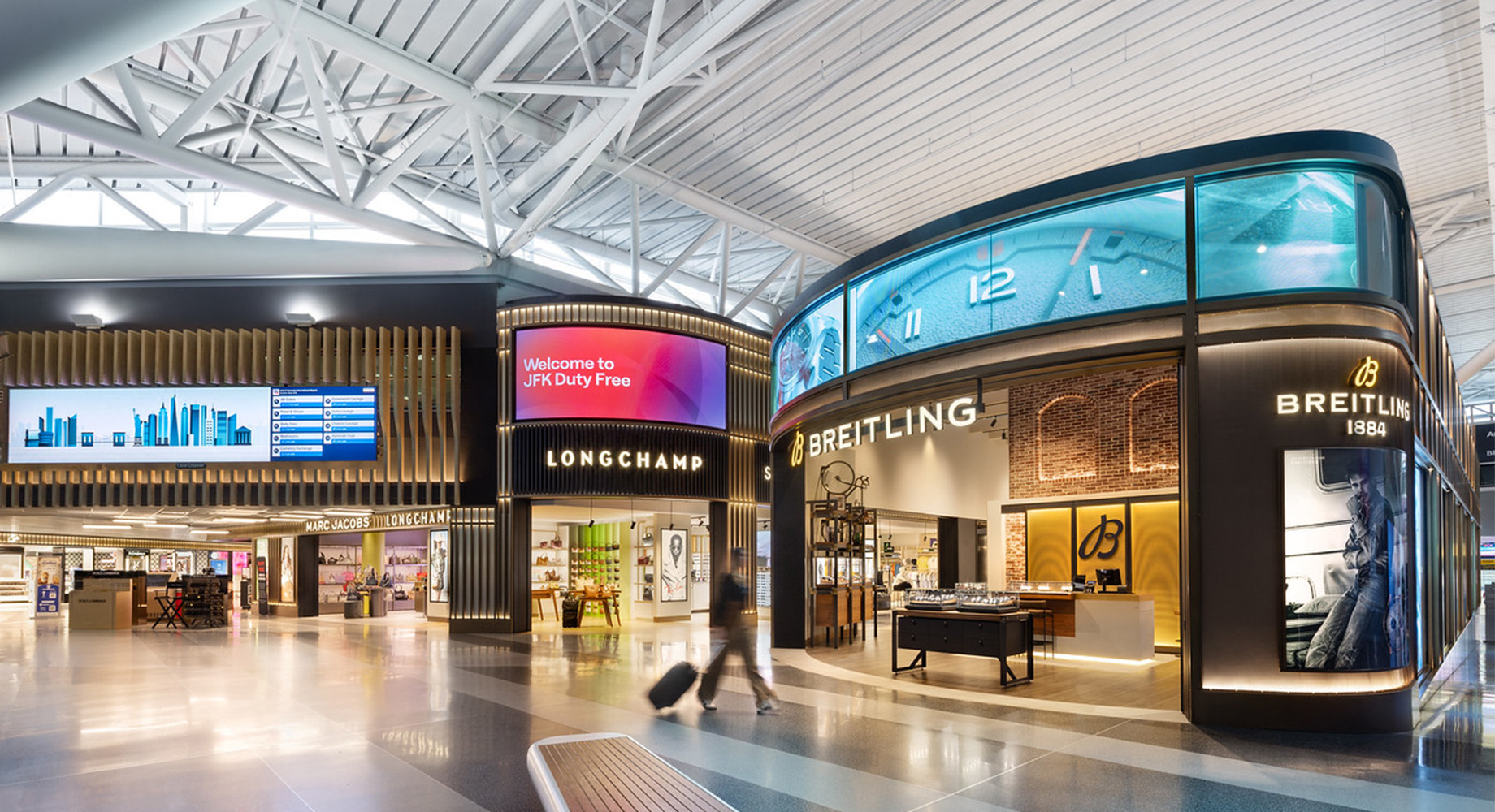 The leasing team built the terminal’s retail program around the passengers already walking through. Luxury brands like Breitl