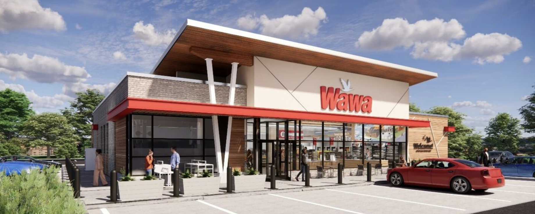 This rendering shows the first Tennessee location for the Wawa convenience store chain.