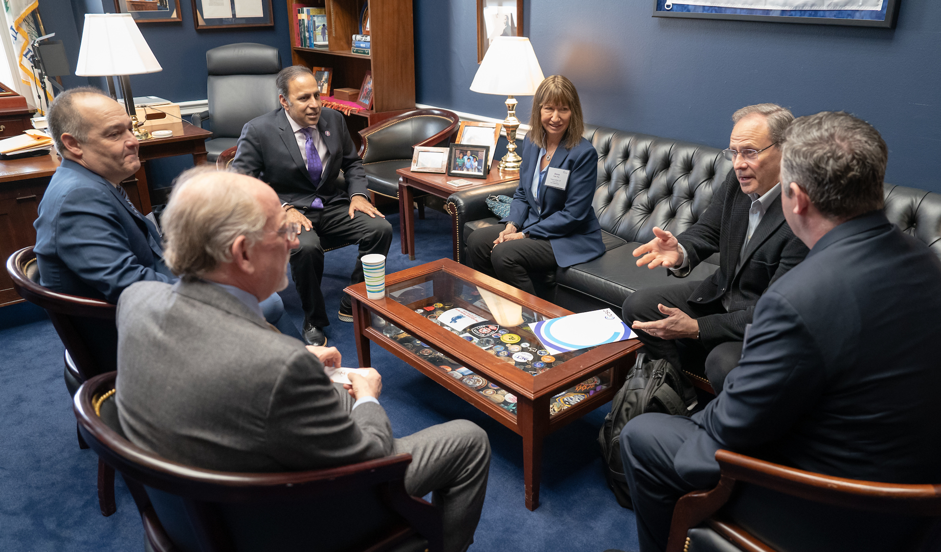 James Matanky, Rep. Raja Krishnamoorthi (D-IL-8), Donna Pugh, Bob Koys, Kevin Coyne and Legislative Director Andrew Lowenthal