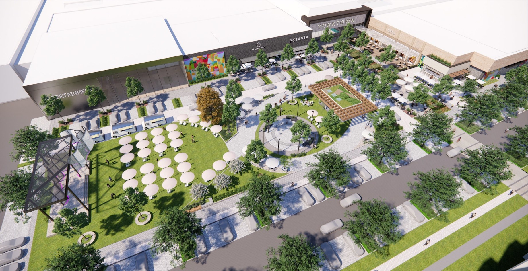 The Carson’s site of Yorktown is being reimagined with green space, multifamily and new dining and retail.