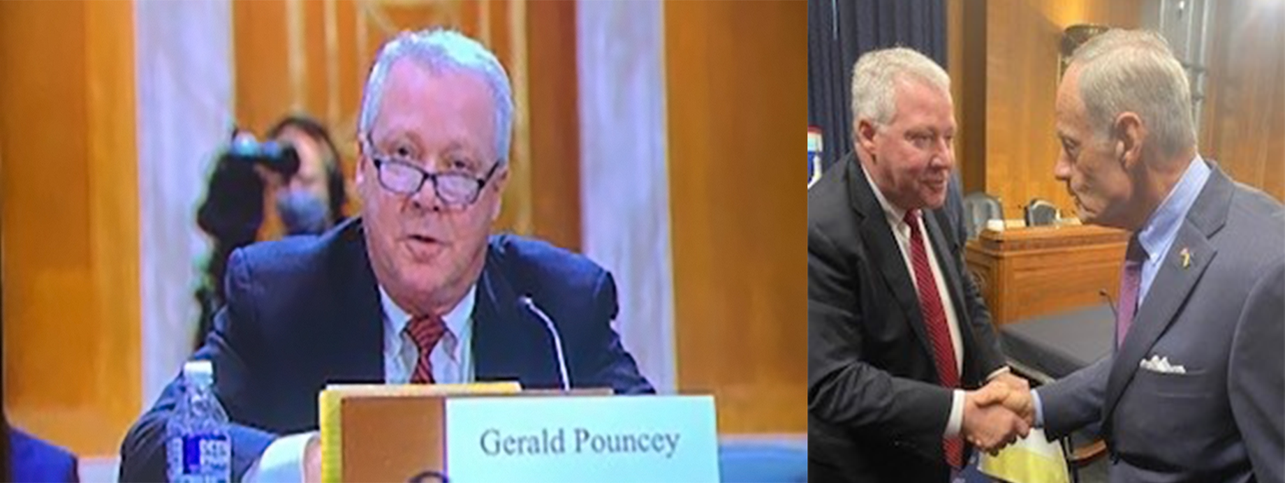 Gerald Pouncey testified at the hearing, which was led by Senator Tom Carper (D-DE), Chairman of the EPW Committee (right).