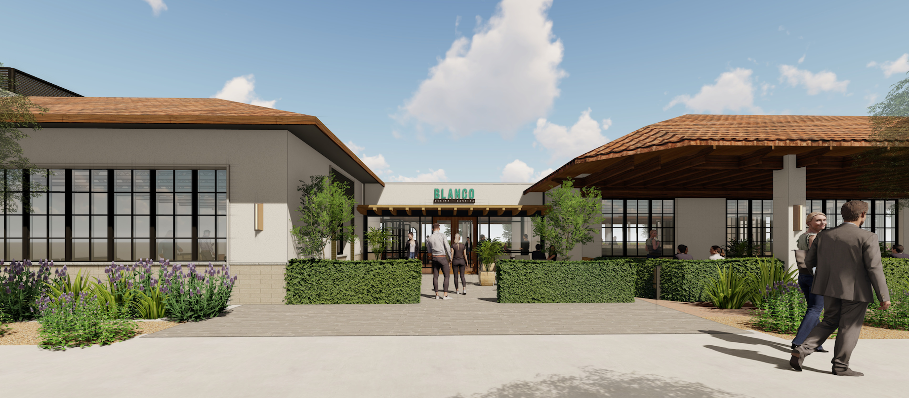 Whole Foods anchors the first phase of retail at PV, and other tenants include Blanco Cocina + Cantina.