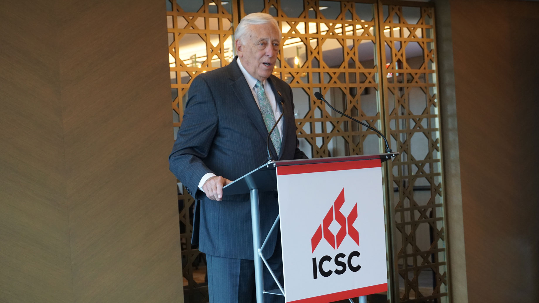 House Majority Leader Steny Hoyer (D-MD) addresses ICSC members at SLS luncheon in Washington, DC.